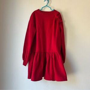 H&M Girls Red Long Sleeve Sweatshirt Dress with Bow Detail Size 8-10Y Holiday